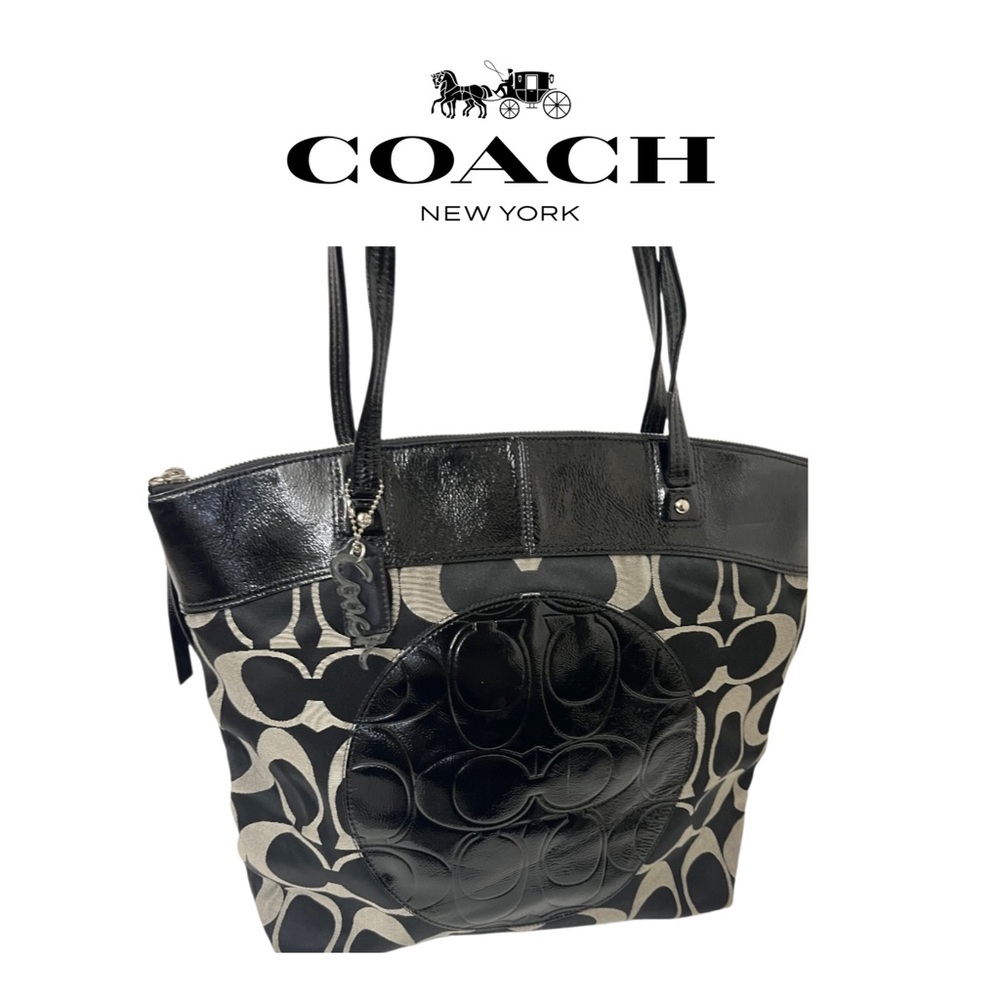 🖤Authentic COACH Signature C  Tote Purse (Black/Gray)
